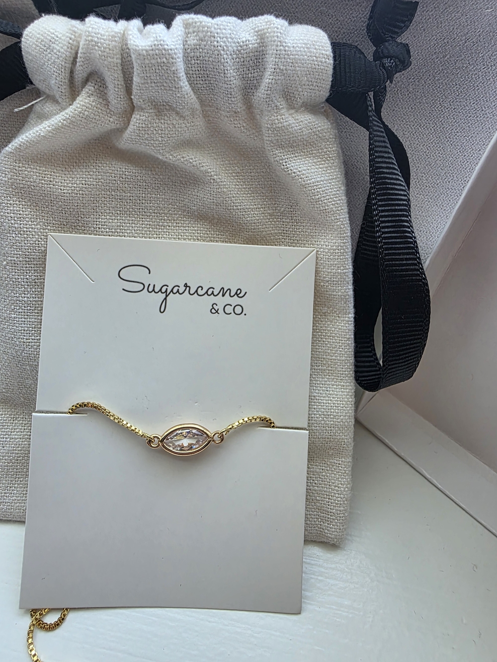 Gold Bracelet With Glass And Cubic Zirconia